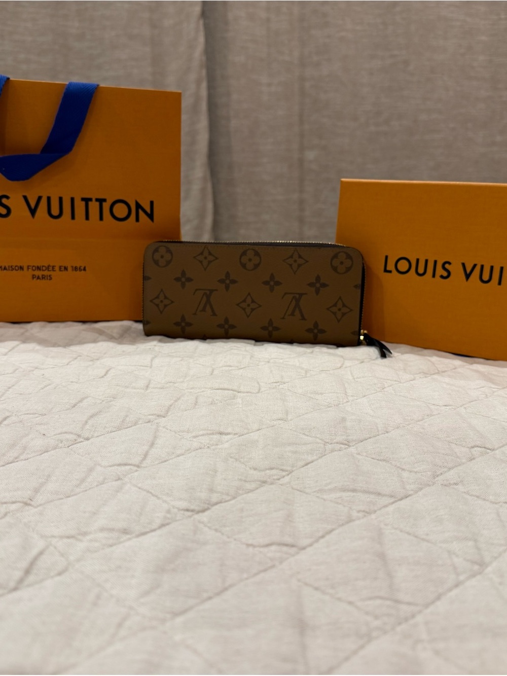 Louis Vuitton Clemence Monogram Canvas Zip-Around Wallet in Brown